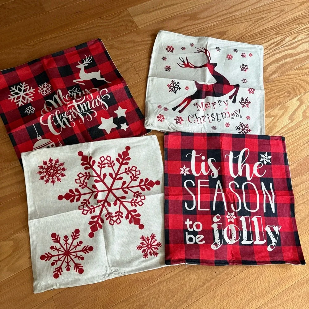 NWT Christmas Holiday Zippered Pillow Covers (4)